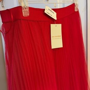 Eesome Vibrant Red Midi Skirt